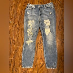 Judy Blue Distressed Light Blue Boyfriend Jeans